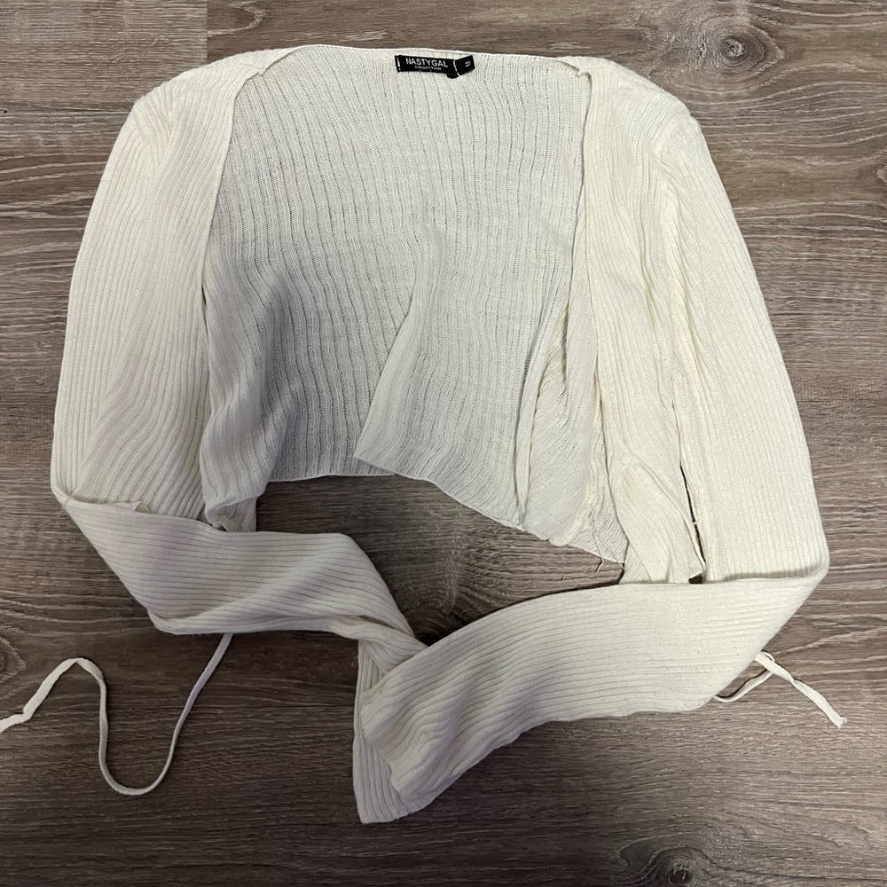 Nasty Gal White Cropped Sweater